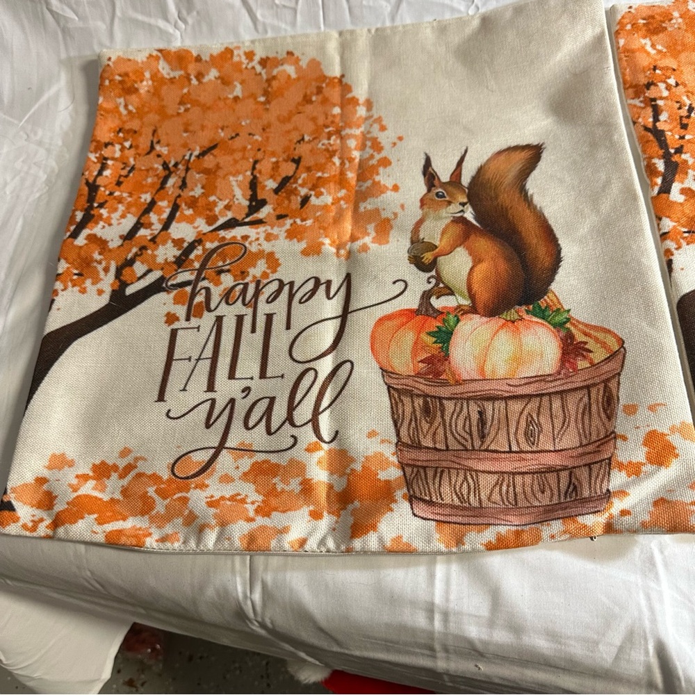 Amazon Fall Squirrel Pillow Cover - Orange and Brown
